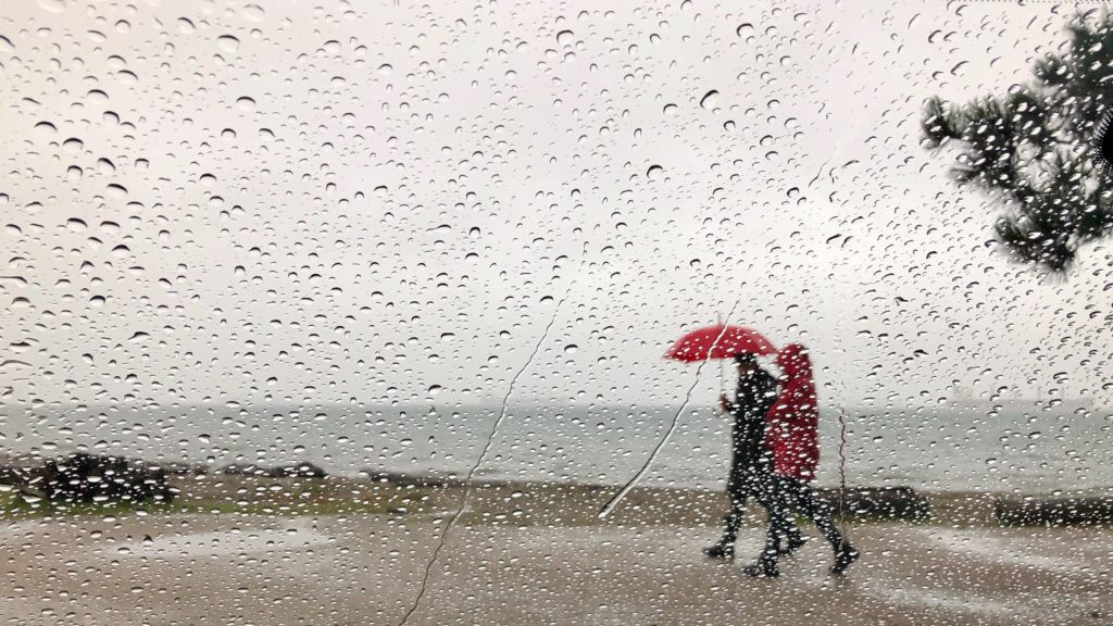 British beach in the rains