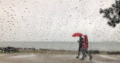 British beach in the rains