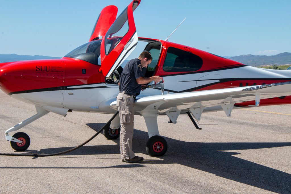 Person refueling an aircraft
